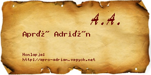 Apró Adrián névjegykártya